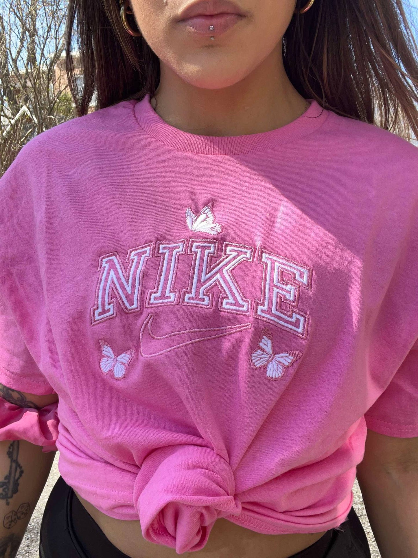 T-shirt rose butterfly large