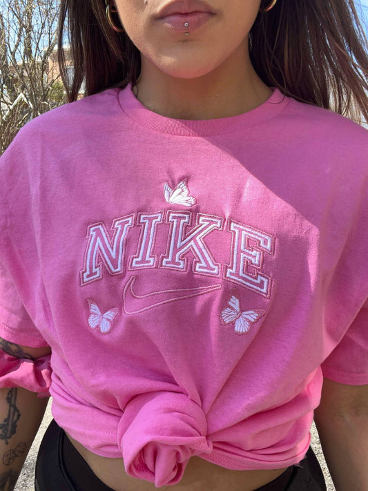 T-shirt rose butterfly large