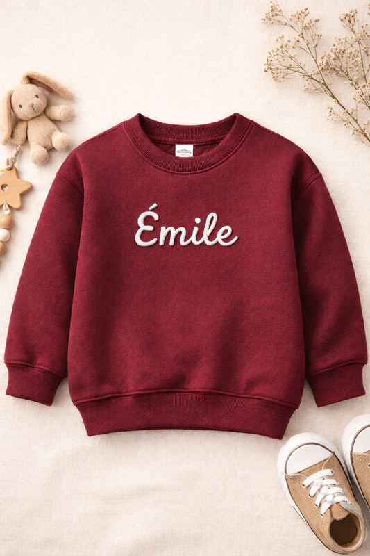 Crewneck bourgeonne enfant – Prénom personnalisé